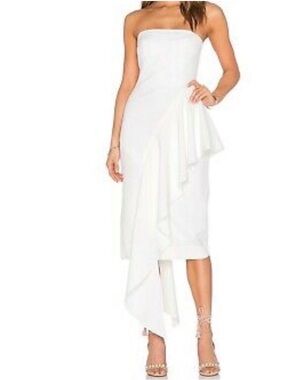Milly cady strapless cascade dress. new